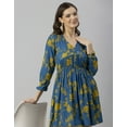 thumbnail image 4 of Moomaya Women Printed Viscose Dress, Long Sleeves V-neck Short Length Summer Dress, 4 of 8