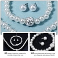 thumbnail image 3 of 1 juego de collar, pendientes y pulsera de perlas para novia, elegante kit de joyería de plata., 3 of 6