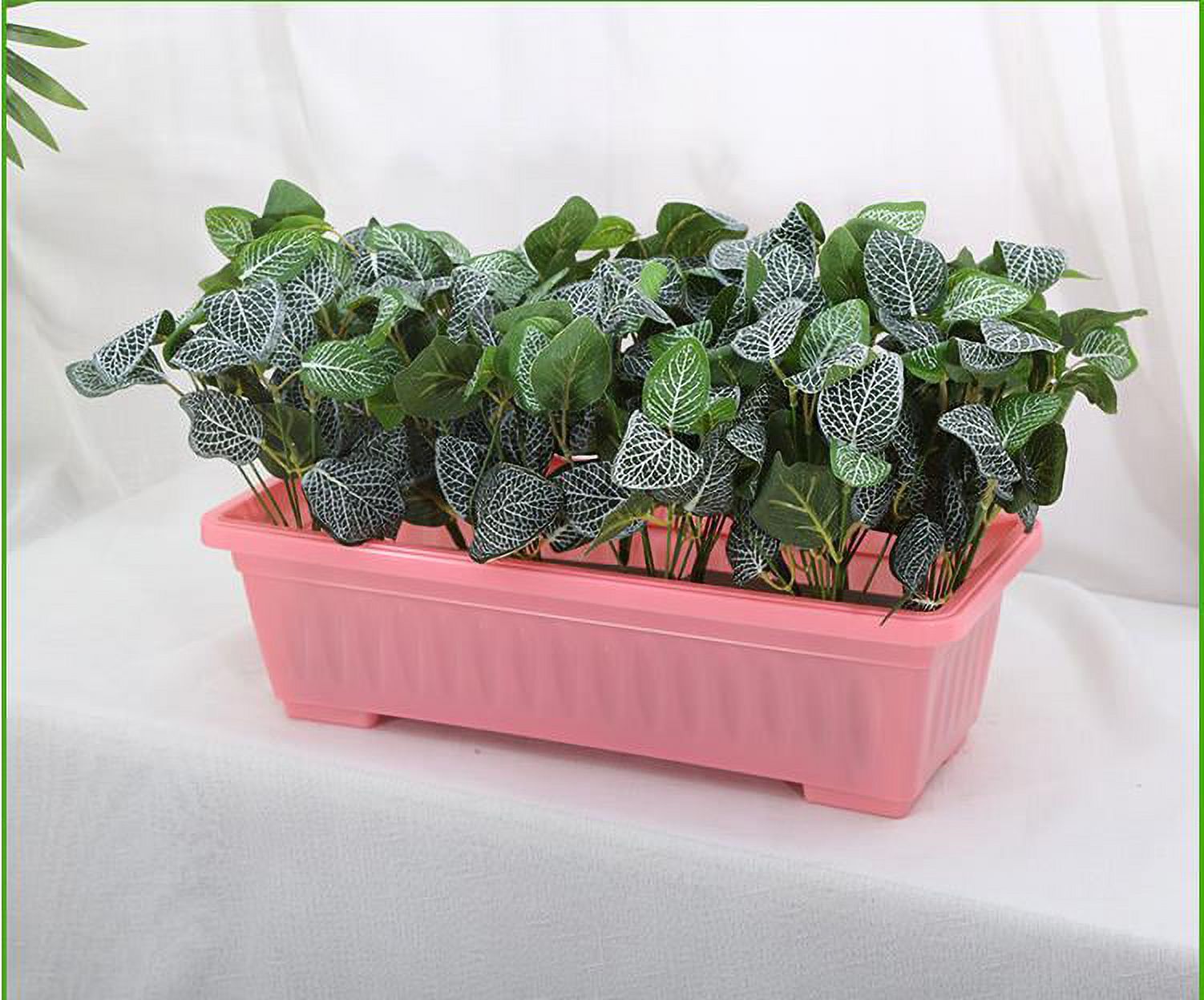 17 Inch Rectangular Plastic Thicken Planters with Trays - Window Planter Box for Outdoor and Indoor Herbs, Vegetables, Flowers and Succulent Plants (1 Pack,Pink) - image 3 of 8