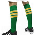 thumbnail image 5 of COUVER Unisex Cotton Bottom Cushion Striped Knee High Softball Sports Socks, Green/White/Yellow, Large, 1Pair, 5 of 8