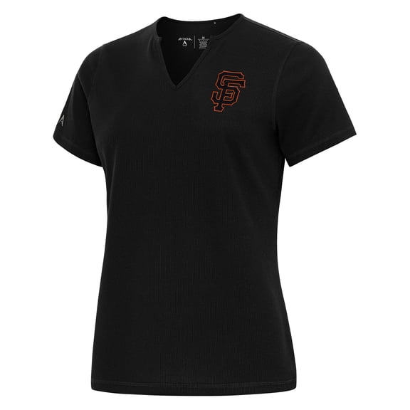 Women's Antigua Black San Francisco Giants Notch Neck T-Shirt