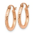 thumbnail image 2 of 10K Rose Gold Lightweight Diamond-cut Hoop Earrings, 2 of 4
