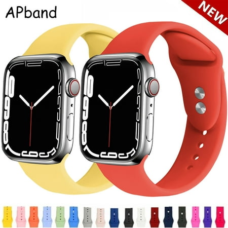 Silicone Straps Compatible for Apple Watch Bands 38mm 42mm 40mm 44mm 41mm 45mm, Soft Sport Apple Wristwatches bands Replacement Wristbands for iWatch Series 7/SE/6/5/4/3/2/1 Women Men