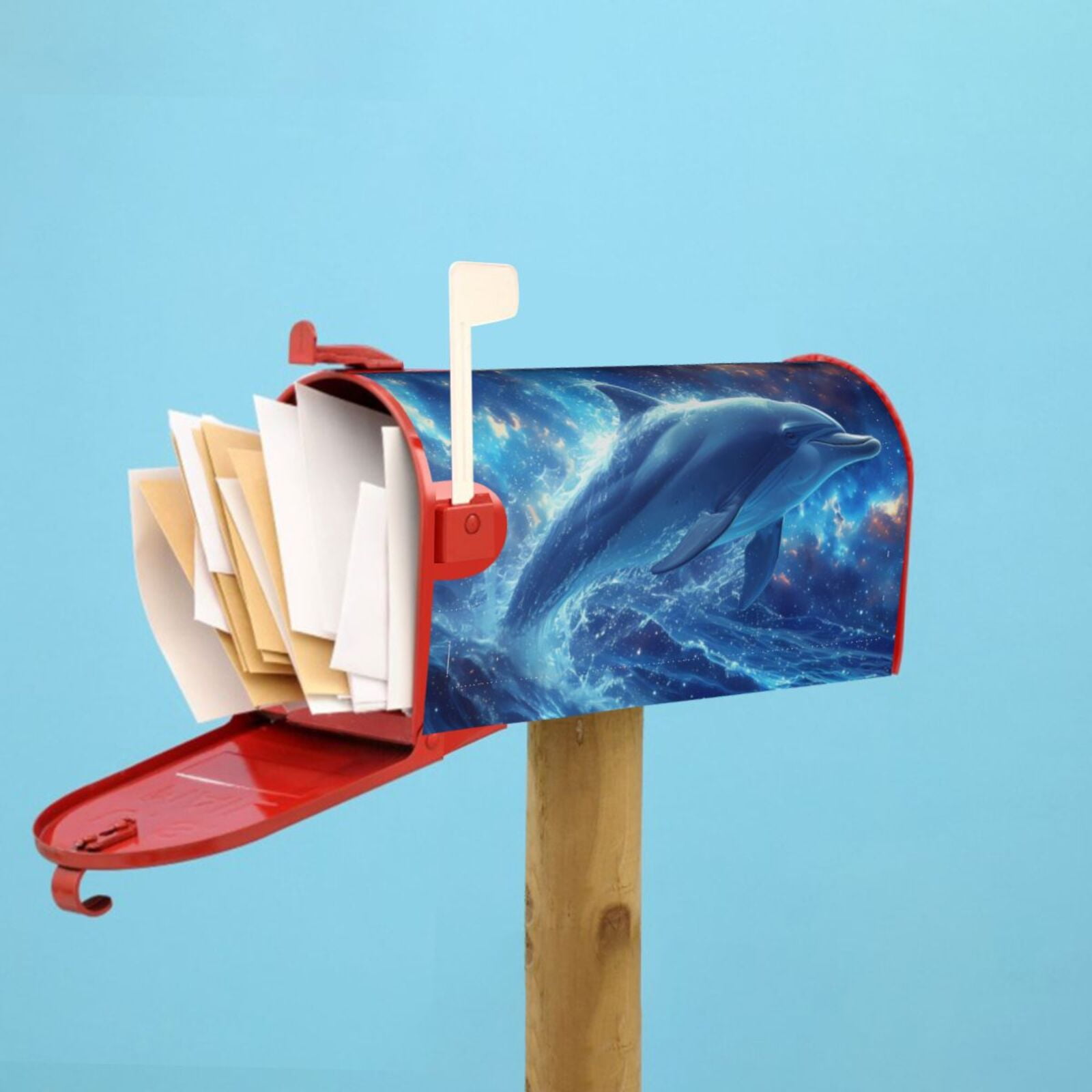 Logiee Beautiful Ocean Dolphin Print Post Letter Box Wrap Decor, Mailbox Cover Suitable for Standard Mailbox and Large Size Mailbox,Outdoor Yard Decoration-21x18 in