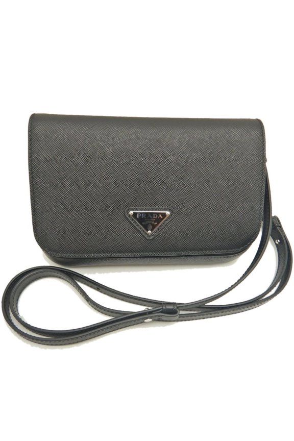 Pre-Owned PRADA 2VD061 Saffiano Leather Shoulder Bag, NERO, Women's, 253601