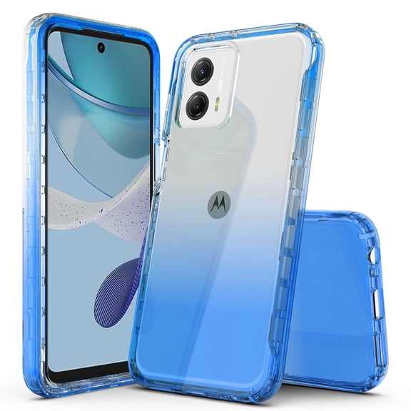 Rosebono Compatible With Motorola Moto G Stylus 2023, Hybrid Gradient Transparent Soft TPU Clear Skin Cover Protection Case (Blue)