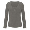 thumbnail image 4 of EDFBUYKRS V Neck T Shirts for Women Long Sleeve Tops Solid Color Tee Casual Shirts Xl, 4 of 4