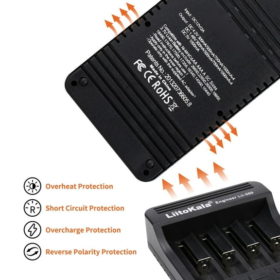 Lii-500 Battery Charger Smart w/ 4 Slots LCD Display for Ni-MH Ni-Cd Li-ion Rechargeable Batteries Holder