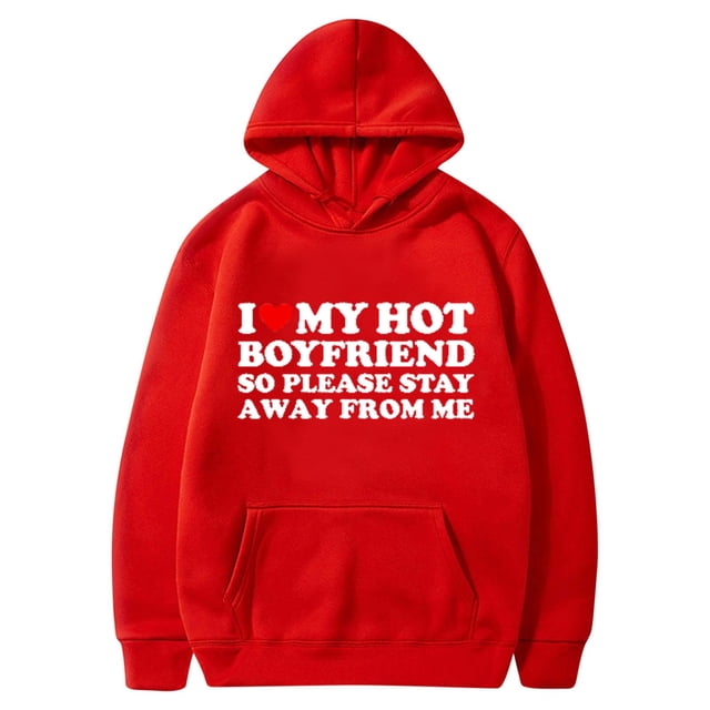 DPTALR Valentine's Day Couple Print Hooded Fleece Pocket Sweater Coat