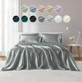thumbnail image 2 of 4 Piece Solid Color Satin Sheet Set (1*Flat Sheet + 1* Fitted Sheet + 2*Pillowcases), Luxurious And Silky With Natural Sheen, 2 of 21