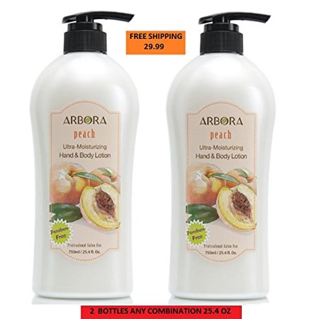 - ARBORA DUO 2 Hand & Body Lotion PEACH 25.4OZ/750ML Paraben Free Natural Ultra-Moisturizing, Professional Massage Lotion Original from Korea