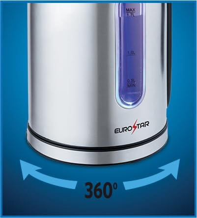 EUROSTAR EKS171SS 1.7L Stainless Steel Electric Kettle, Silver