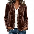 thumbnail image 6 of Guluxicc Women's Velour Dressy Jackets Ruffled Trim Long Sleeve Casual Jackets with Pockets for Everyday Fall Winter, 6 of 7