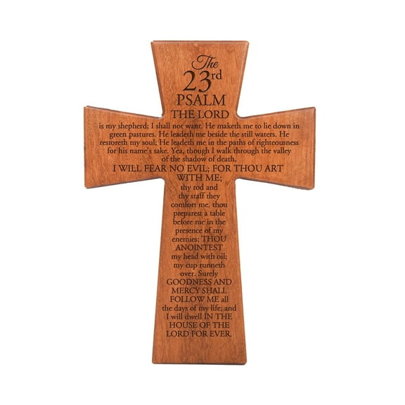 Inspirational Wooden Hanging Wall Cross 7x11 – The lord is my shepherd