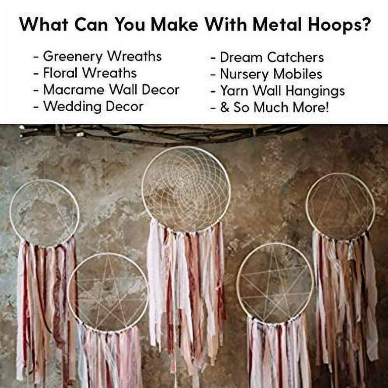 20 Pcs 12 Inch Large Metal Floral Hoop Gold Crafts Hoops Dream Catcher  Rings for Wedding Round Wreath Macrame Hoops Ring for DIY Wall Hanging  Craft