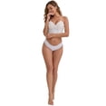 thumbnail image 5 of DARING DIVA Women's Lace Trim Cotton Ribbed Hipster Mid Waisted Panty S White, 5 of 6