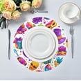 thumbnail image 5 of Mardi Gras Round Placemats Non-Slip Table Mat Heat Resistant Placemat for Dining Table Kichen Party Table Diameter 15.4 inch Set of 6 Home Decor Gifts, 5 of 7