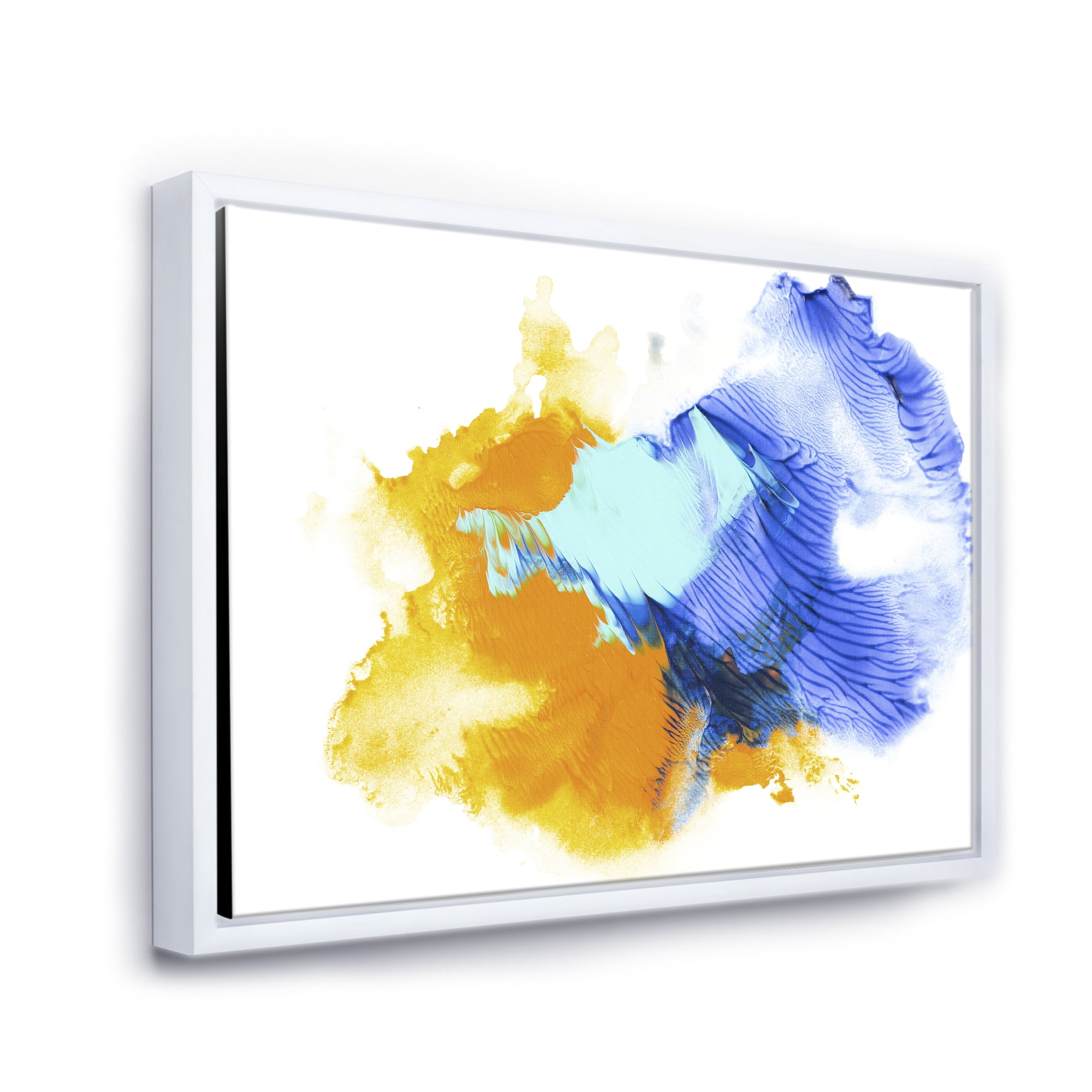Designart 'Abstract Orange and Blue Clouds' Modern Framed Canvas Wall Art Print
