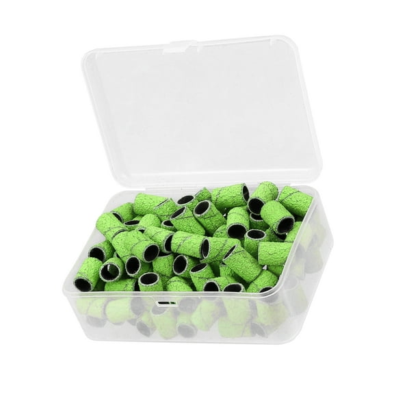 Unique Bargains 100pcs 80 Grit Nail Drill Bits Sanding Bands Gel File Polish Remover For Electric Nail Tool Light Green