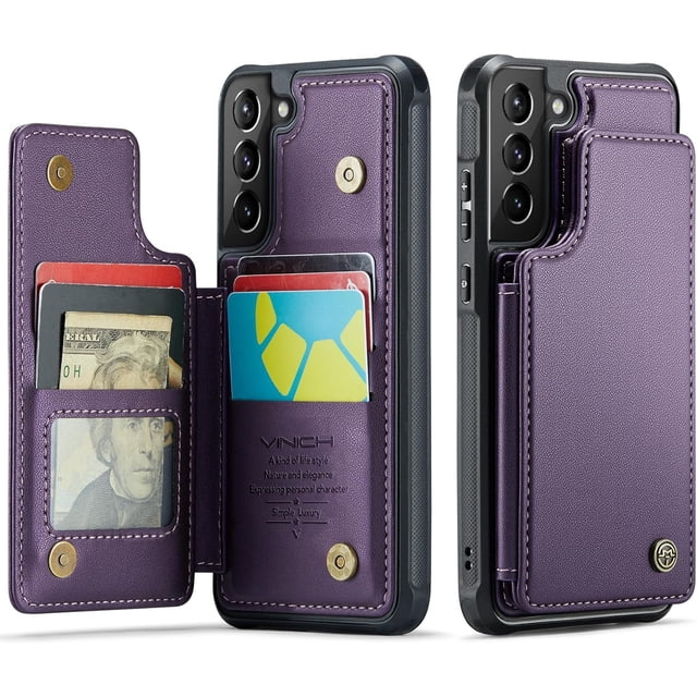 For Samsung Galaxy S21 Plus Case with Card Holder, for Samsung S21 Plus Wallet Case for Women Men with RFID Blocking, Durable Kickstand Shockproof Case for Galaxy S21 Plus 5G,Red