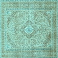 thumbnail image 1 of Ahgly Company Indoor Square Medallion Light Blue Traditional Area Rugs, 8' Square, 1 of 4