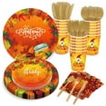 thumbnail image 2 of Autumn Thanksgiving Maple Leaf Paper Plates Party Supplie Plates and Napkins Birthday Disposable Tableware Set Party Dinnerware Serves 8 Guests for Plates  Napkins  Cups 68PCS, 2 of 7