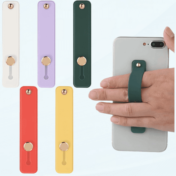 Phone Loop Finger Holder, 5 Pcs Phone Grip Holder, Finger Cell Phone Grip, Silicone Phone Finger Strap, Telescopic Mobile Phone Holder for All Smartphones(Yellow, Purple, White, Green, Red)