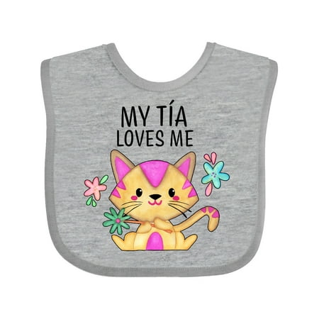 

Inktastic My Tía Loves Me with Cute Kitten and Flowers Gift Baby Boy or Baby Girl Bib