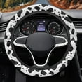 thumbnail image 3 of Yuyamidu Cow Print Steering Wheel Cover Winter Steering Wheel Case Easy to Inatall Automotive Car Wrap Cover Thick Steering Whee Decorative Accessories for Sedan Auto, 3 of 7