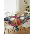 thumbnail image 2 of Boho Teal Flower Rectangle Tablecloth, Spring Bohemia Chic Red Yellow Floral Waterproof & StainResistant Tablecloth, Washable Oil-proof Table Cover for Dining/Party/Wedding/Camping/Buffet 60x102 In, 2 of 9