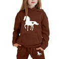 thumbnail image 4 of Toddler Girls Outfits Set Kids Letter Print Hoodie Pants Casual Comfy Two Piece Outfit Clothing Brown Size 3-4T, 4 of 4