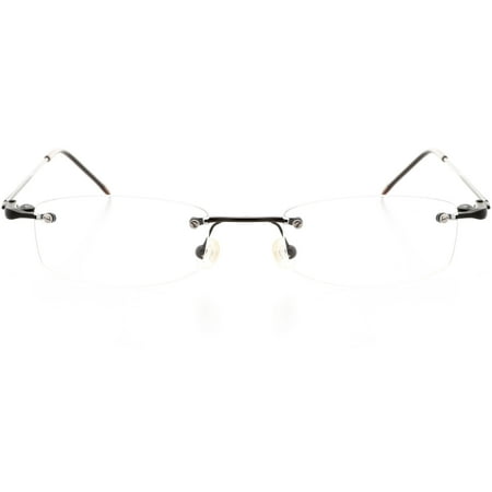 Unisex Optical Eyewear - Oval Shape, Metal Rimless, Matte Black