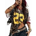 thumbnail image 3 of Gynyvoja Jersey Shirts for Women Oversized T-Shirt Jersey Top Graphic V Neck T-Shirts for Teen Girls Leopard Print 4XL, 3 of 9