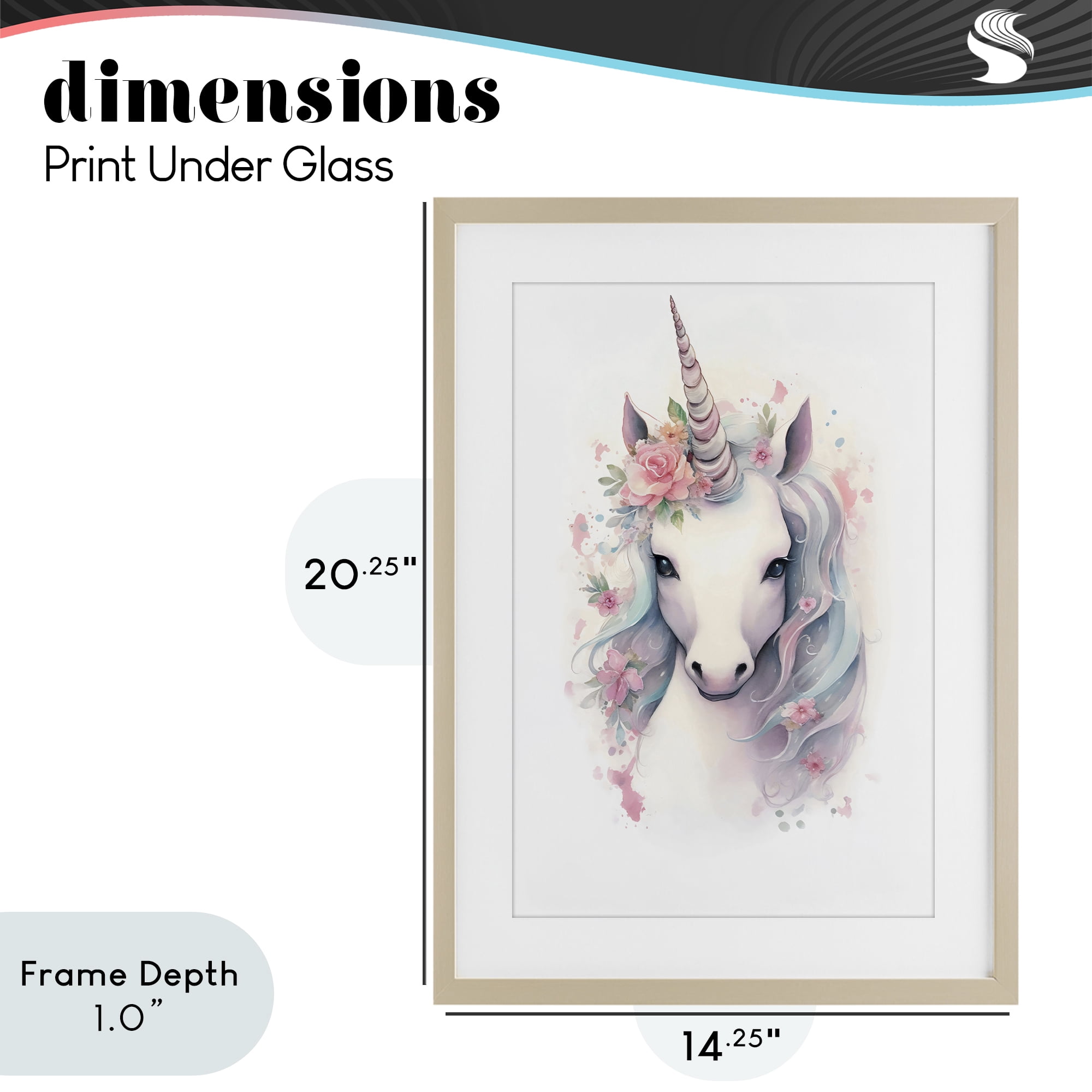Stupell Industries Unicorn with Pink Flower Crown Birch Framed Print Under Glass, design by Creative Studio