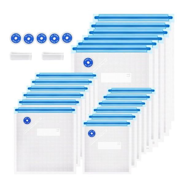 Sous Vide Bags 25Pcs, Reusable BPA Free Vacuum Sealer Bags Vacuum Food Storage Bags for Cooking/Food Storage/Microwave Heating - 3 Size 18Pcs Vacuum Zipper Bags (3 Size bags 15pcs)