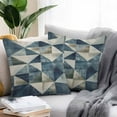 thumbnail image 2 of Waterproof Throw Pillow Covers Set of 2, 26x26 Inch Navy Blue Geometric Decorative Pillowcases Outdoor Pillow Slip Cushion Covers Set for Couch Tent Rhombus Modern Abstract Art, 2 of 7