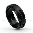 thumbnail image 2 of Mens Titanium Wedding Band with 18 Black CZ Accent - Comfort Fit Titanium Ring - TM512s6, 2 of 2