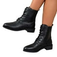 thumbnail image 5 of Women's Mid-Calf Boots Autumn/Winter British Mid Heel Soft Leather Short Boots for Women(Color:Black,Size:7.5), 5 of 9
