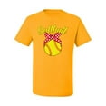 thumbnail image 2 of Wild Bobby, Cute Ribbon Bow Softball Mom Gift, Mother's Day, Men Graphic T-Shirt, Gold, 2XL, 2 of 3