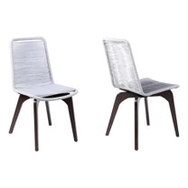 Afuera Living 19" Modern Wood Patio Dining Chair in Silver (Set of 2)