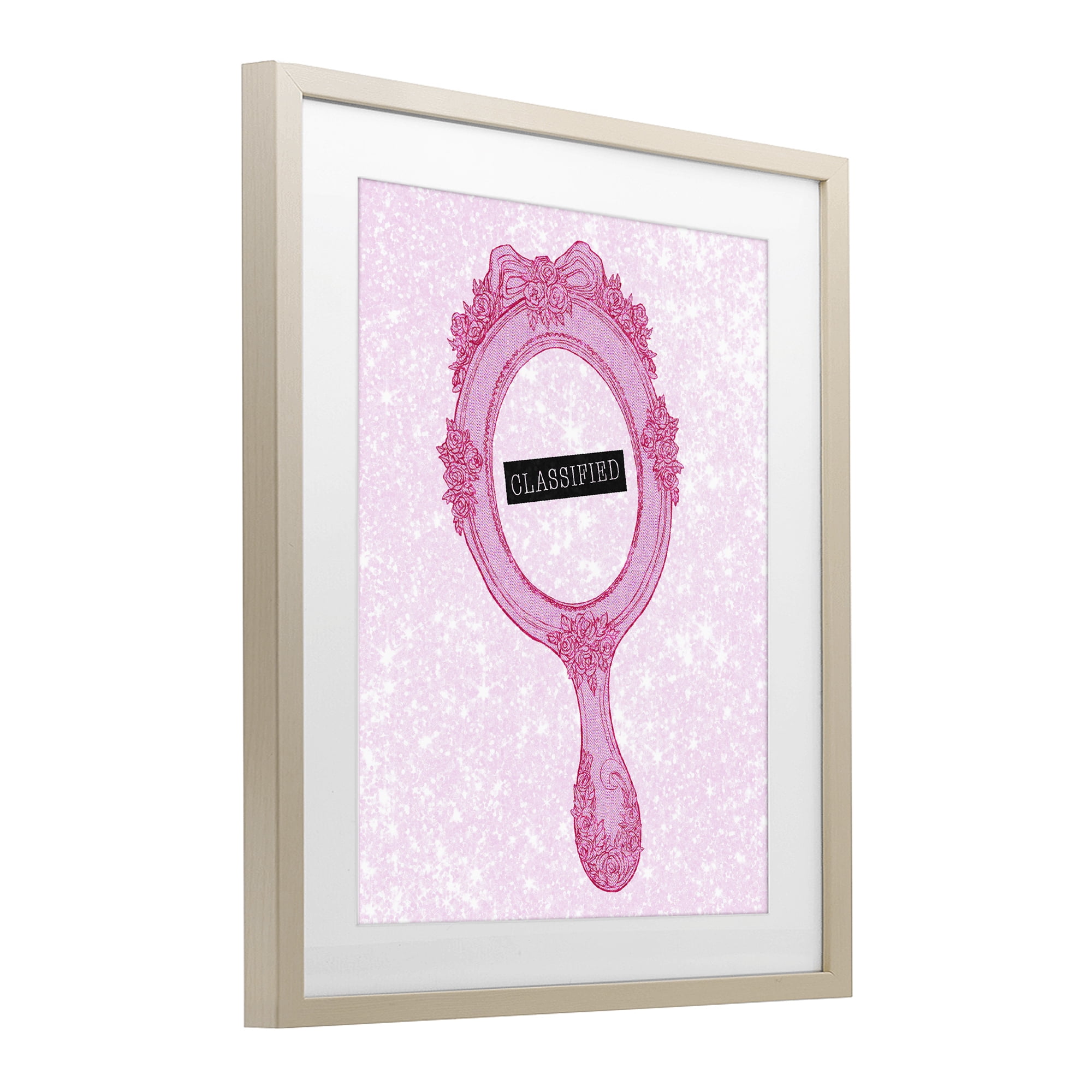 Stupell Industries Classified Ornate Pink Mirror Birch Framed Print Under Glass, design by Ziwei Li