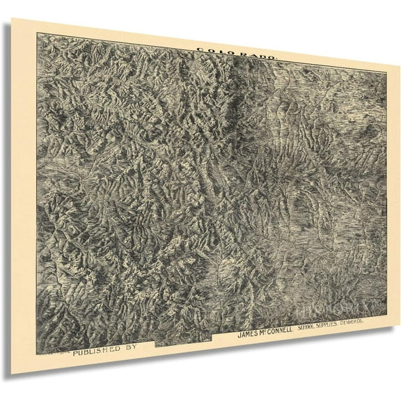 HISTORIX Vintage 1894 Colorado Map Poster - 24x36 Inch Vintage Map of Colorado Wall Art - Old Historic Colorado Mountains Map Showing Relief Spot Heights and Bird's-Eye View of Towns
