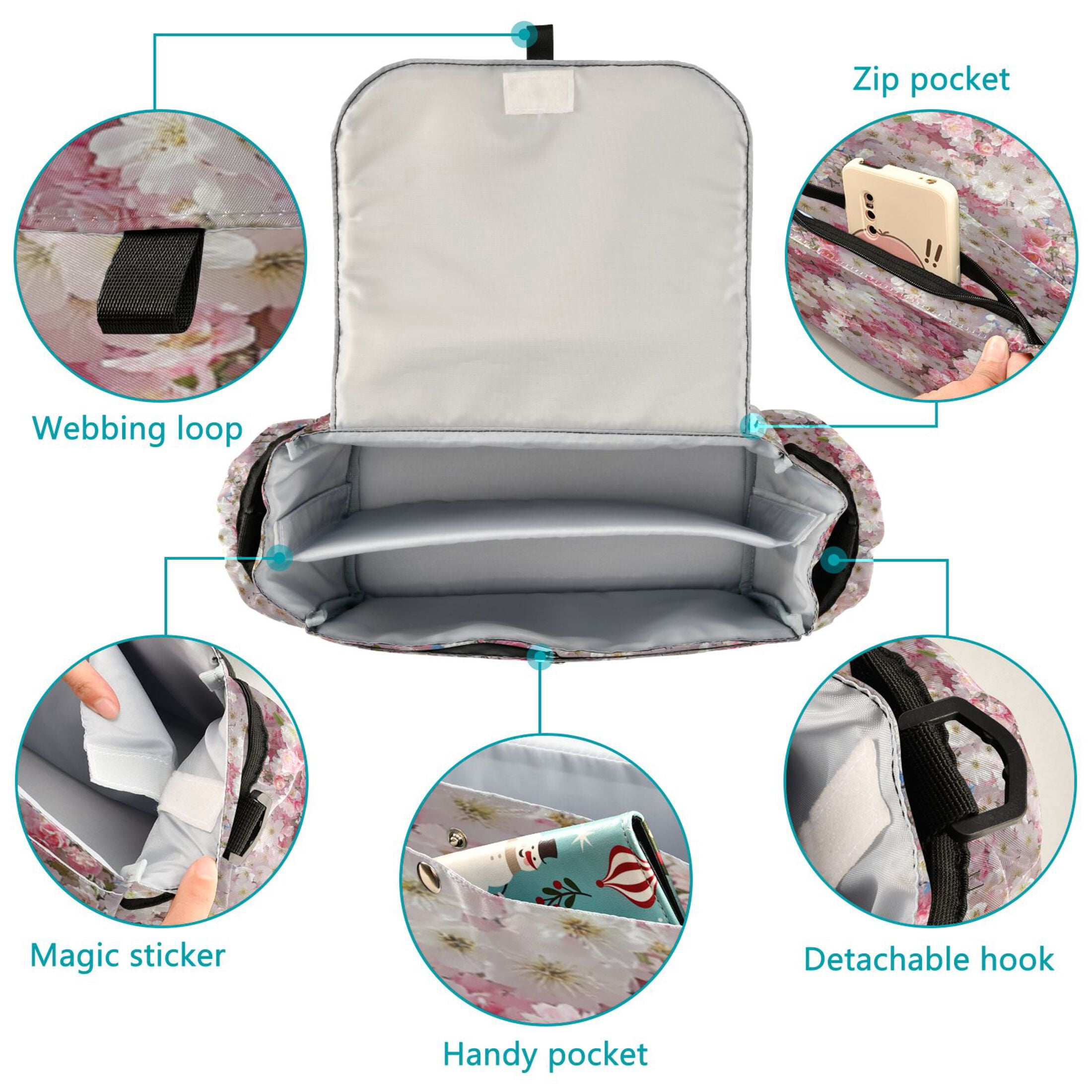 DIXRUYEE Stroller Organizer Blossom Abundance Printed