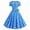 Blue, variant on Women's Polka Dot Short Sleeve Square Neck Button Front Bow Waist Vintage Midi Dress S-2XL