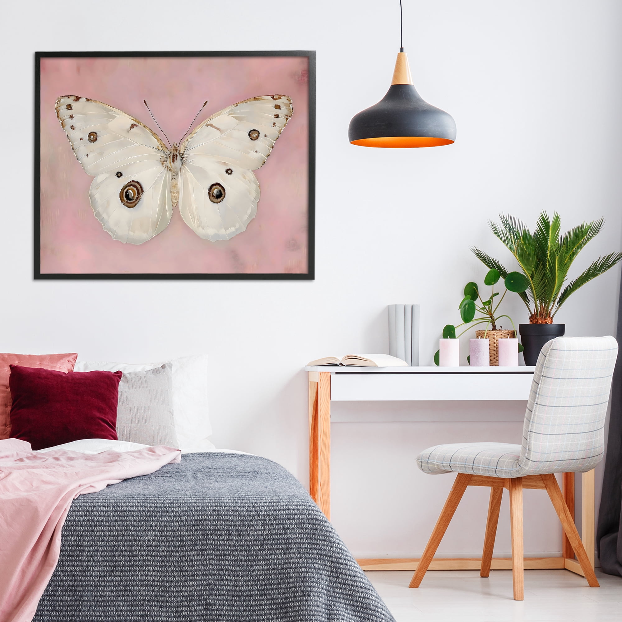 Stupell Industries Gossamer Butterfly on Blush Background Black Framed Giclee Art, design by Arlington Prints