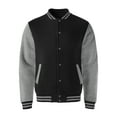 thumbnail image 1 of Hat and Beyond Men's Classic Striped Collar Button Down Letterman Varsity School Jacket with Side Pockets, 1 of 4
