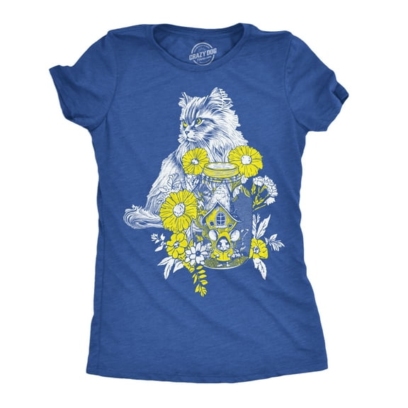 Womens Cat and Mouse Funny T Shirt Kitten Graphic Tee for Ladies Womens Graphic Tees