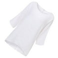 thumbnail image 3 of T-Shirt Femme Couleur Unie Haut Décontracté Col Rond Manches Courtes Blouse en Lin, Blanc, TTG, 3 of 6