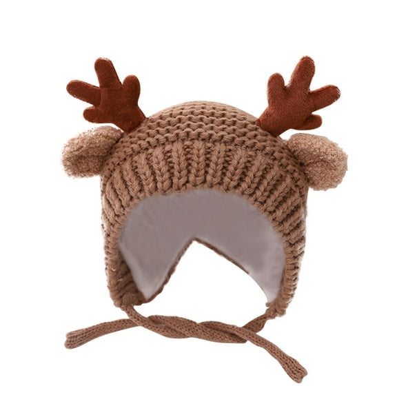 Gpaecead Christmas Toddler Baby Trendy Cute Boys And Girls Knitted Solid Color Hat Coffee
