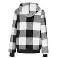 thumbnail image 6 of Women's Lightweight Plaid Shacket Fleece Lined Hooded Jacket Long Sleeve Warm Coat Casual Fall Winter Fashion, 6 of 7